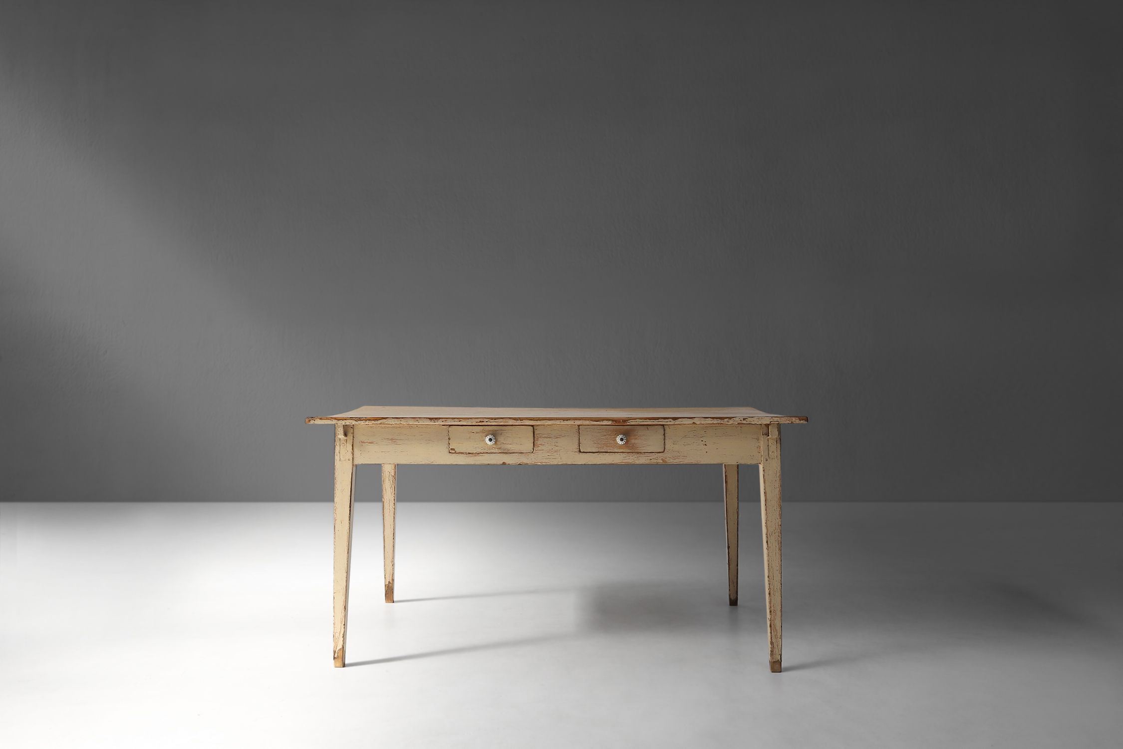 Painted Wooden Farm Table with Tapered Legs, France 1800sthumbnail